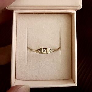 Jennie Kwon 14k Gold White Diamond Mini
Deco Point Ring